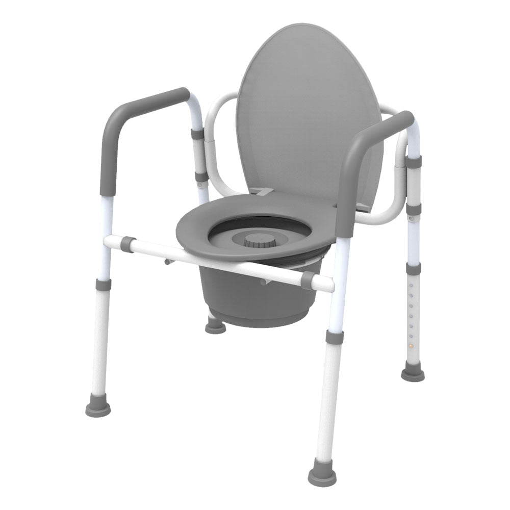 VMS Folding Aluminum 3 in 1 Commode - Elongated Seat