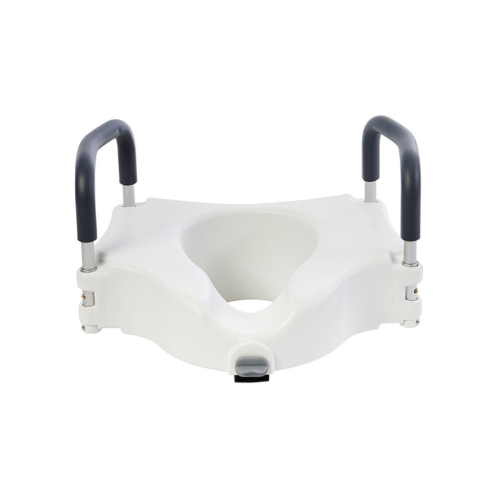 Raised Toilet Seat with Removable Arms and Locking Seat