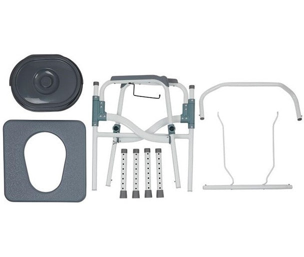 Aluminum Folding 3 in 1 Commode with Elongated Seat, 300lb