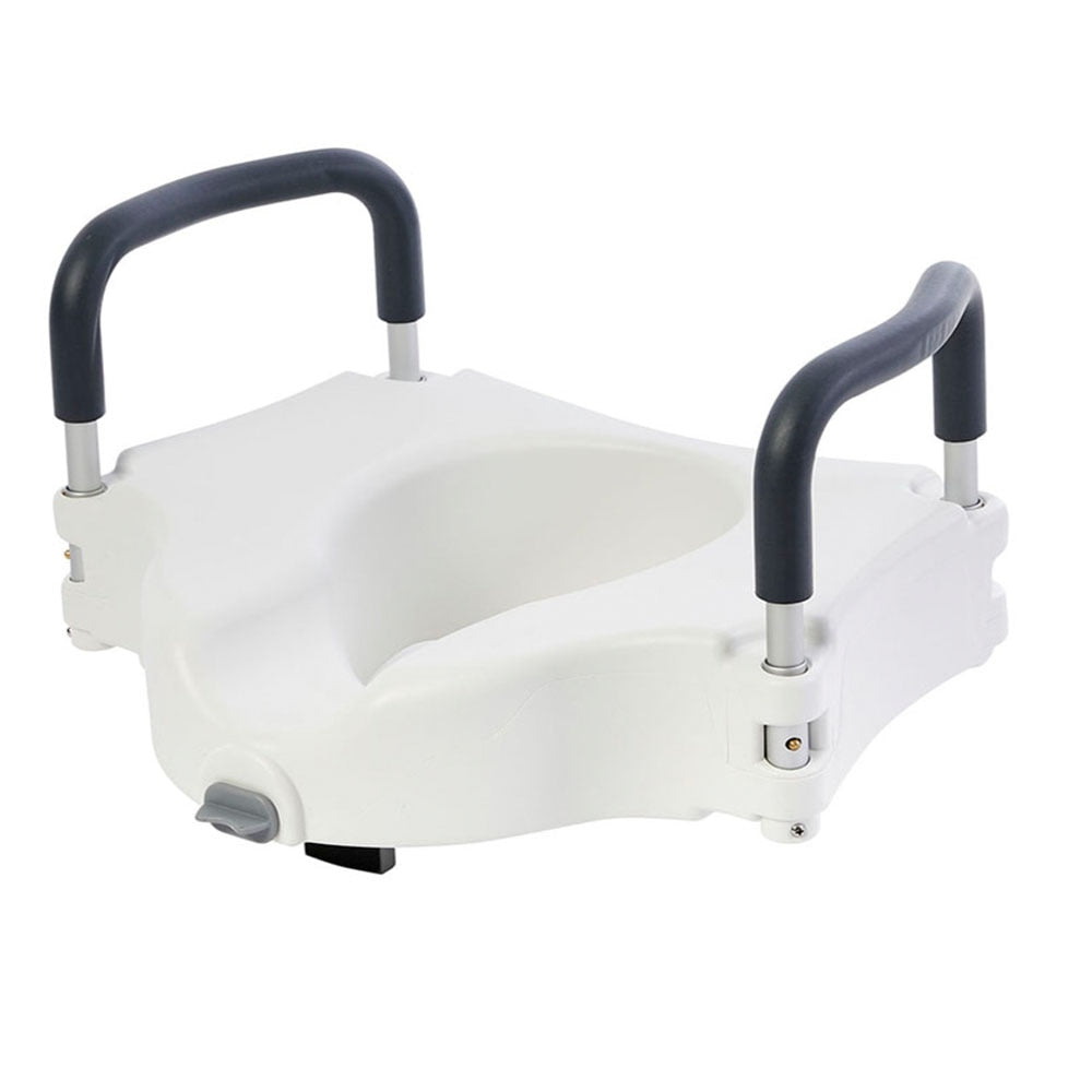 Raised Toilet Seat with Removable Arms and Locking Seat