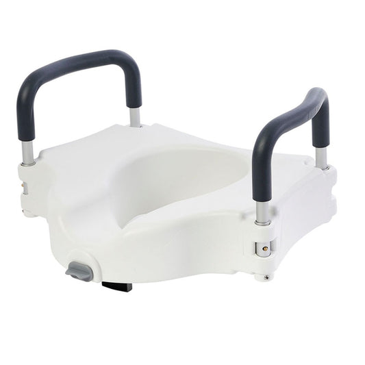 Raised Toilet Seat with Removable Arms and Locking Seat