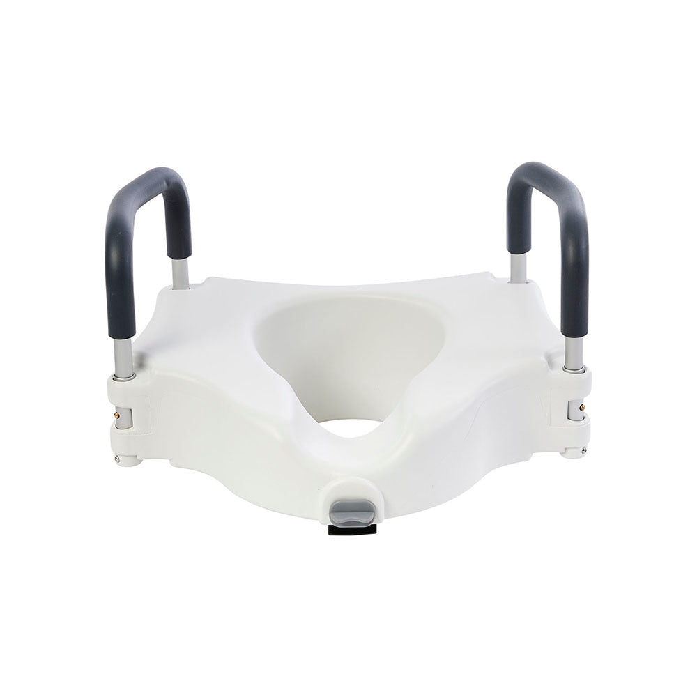 Raised Toilet Seat with Removable Arms and Locking Seat