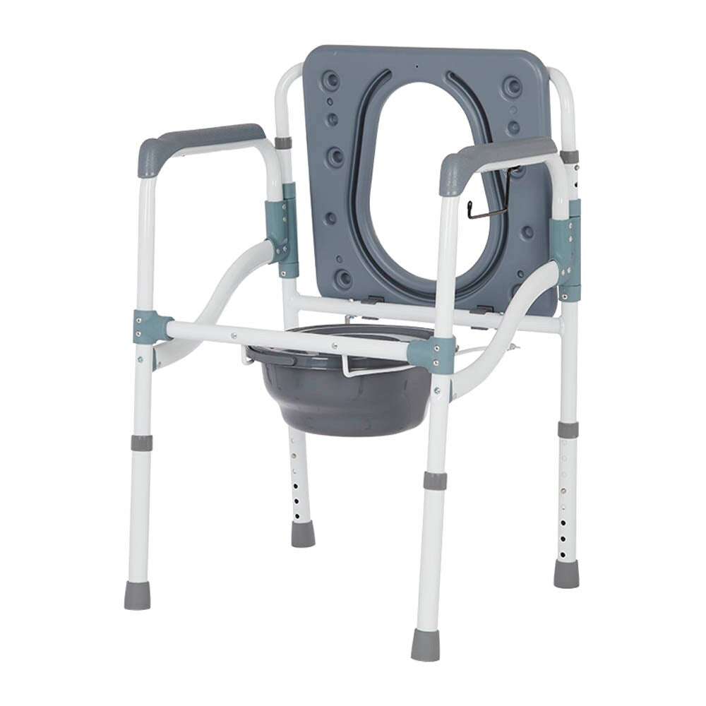 Aluminum Folding 3 in 1 Commode with Elongated Seat, 300lb