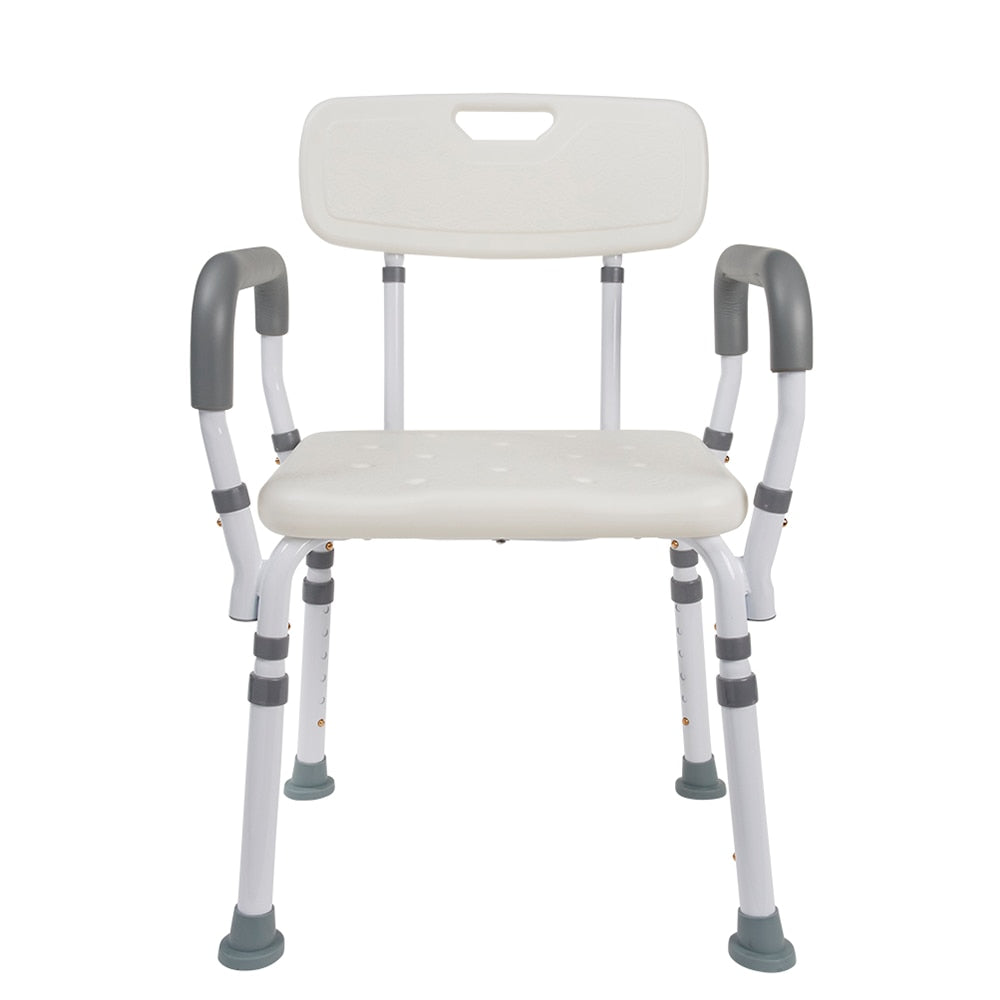 VMS Deluxe Shower Chair with Removable Padded Arms, White