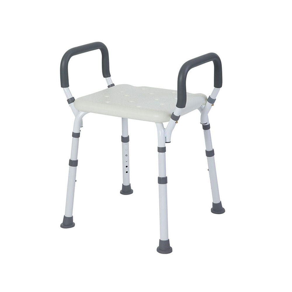 VMS Deluxe Shower Chair with Removable Padded Arms, White