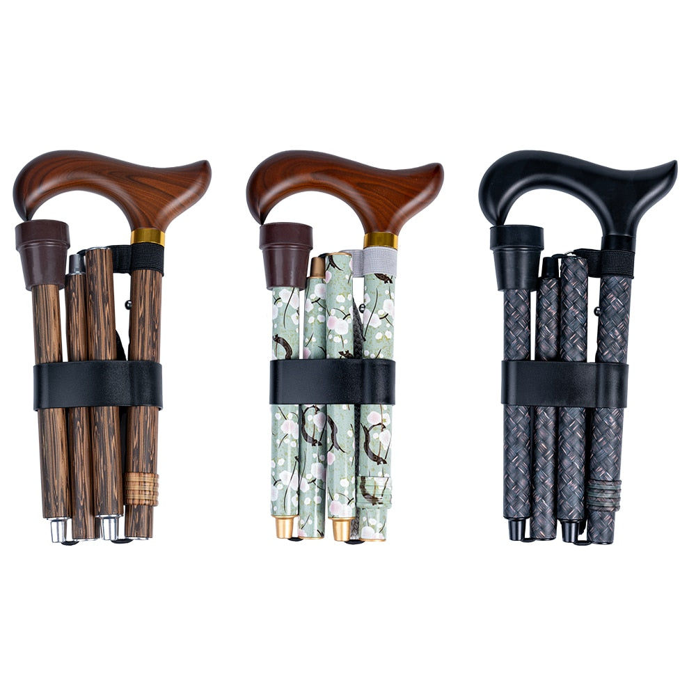 VMS Foldable Cane with Wooden Handle