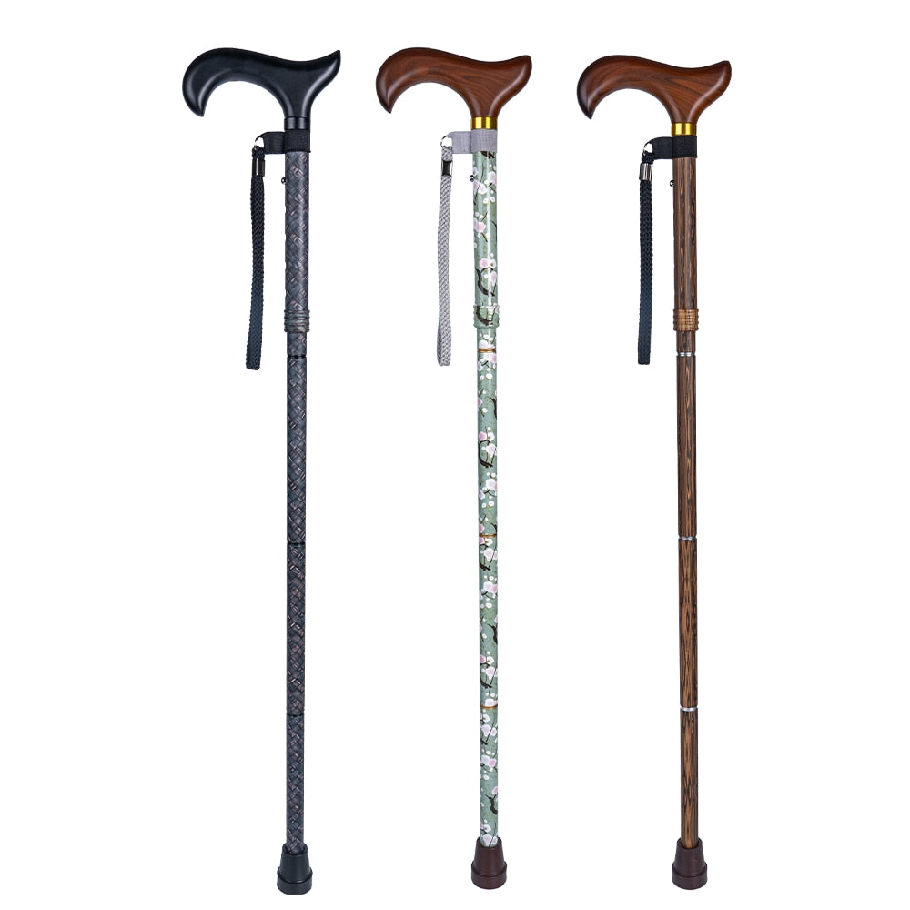 VMS Foldable Cane with Wooden Handle